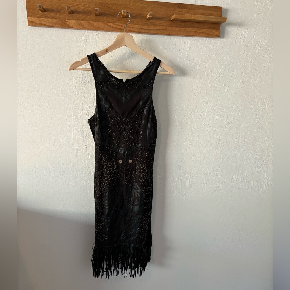Black flapper inspired dress! Great details. Fringe bottom.